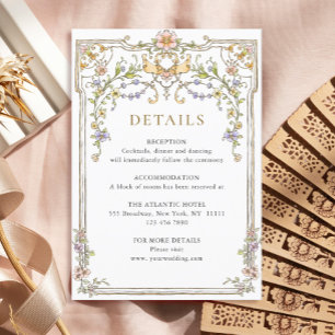 Carte D'accompagnement Victorian Ornate Grace Floral Détails du Mariage