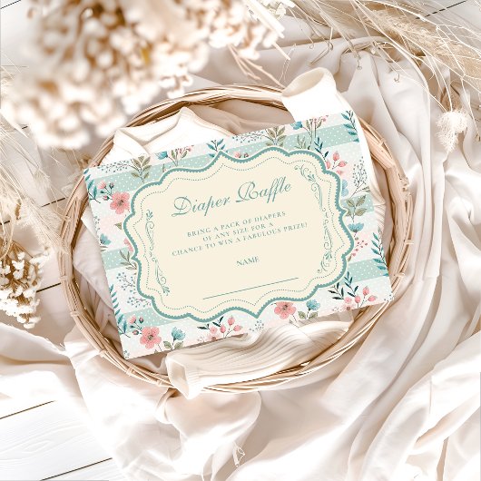 Carte D'accompagnement Victorian Rose Lattice Diapper Raffle