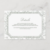 Carte D'accompagnement Victorian Sage Green Line Art Wedding Details (Devant)