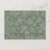 Carte D'accompagnement Victorian Sage Green Line Art Wedding Details (Dos)