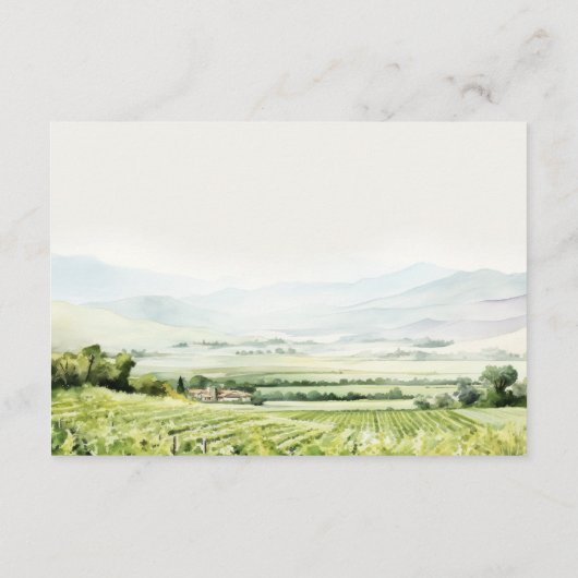 Carte D'accompagnement Vignoble aquarelle Paysage Réception de mariage (Dos)