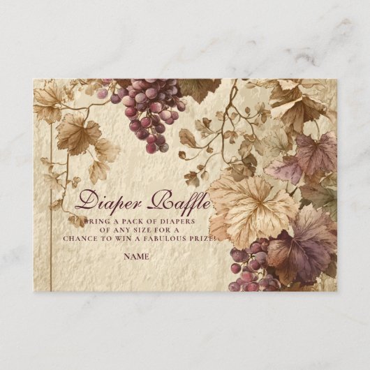 Carte D'accompagnement Vineyard Grape Floral Diapper Raffle  (Devant)