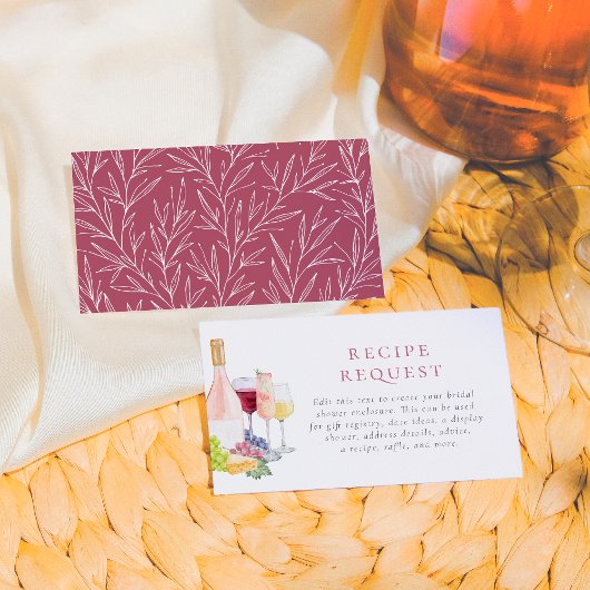 Carte D'accompagnement Vino Avant Vows Vin Dégustation Fête des mariées