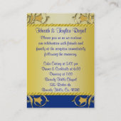 Carte D'accompagnement Vins à fleurs bleu et or Monogramme Mariage (Dos)