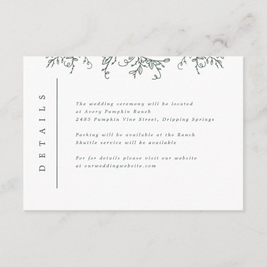 Carte D'accompagnement Vins citrouilles Monogramme Mariage Insertion (Devant)