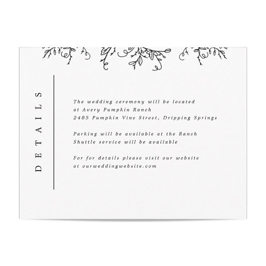 Carte D'accompagnement Vins citrouilles Monogramme Mariage Insertion