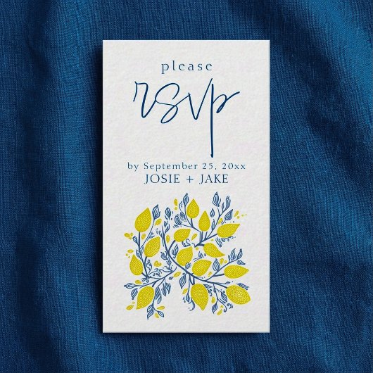 Carte D'accompagnement Vins de citron bleu clair et jaune rsvp