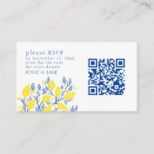 Carte D'accompagnement Vins de citron bleu et jaune RSVP QR Code (Devant)