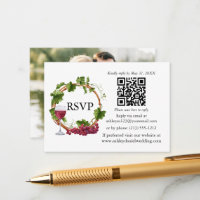 Vins de raisin d'aquarelle Wreath Photo RSVP QR