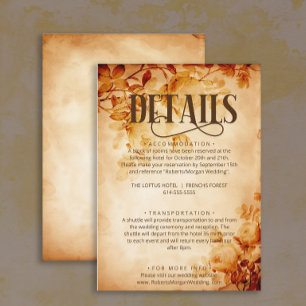 Carte D'accompagnement Vintage ancien parchemin avec Mariage Rose Détails