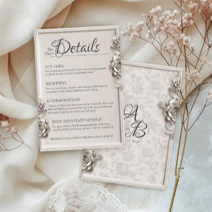 Carte D'accompagnement Vintage baroque Floral Monogramme Détails du Maria