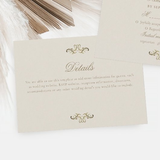 Carte D'accompagnement Vintage Baroque Gold Détails du Mariage