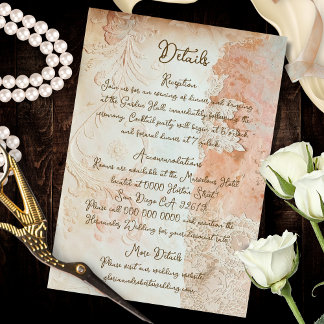 Carte D'accompagnement Vintage Baroque Mexican Lace Details Art Enclosure