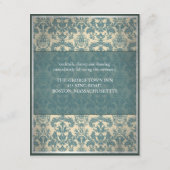 Carte D'accompagnement Vintage Blue Damask reception card (Dos)