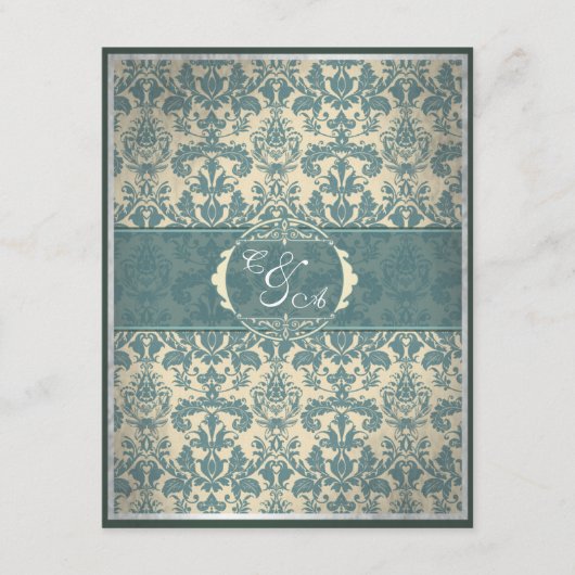 Carte D'accompagnement Vintage Blue Damask reception card (Devant)