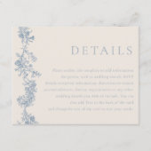 Carte D'accompagnement Vintage Blue Floral Wedding Details (Devant)