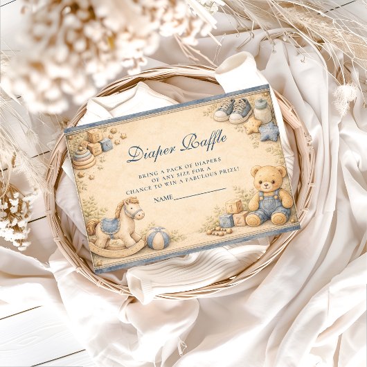 Carte D'accompagnement Vintage Blue Jeans Classic Diapper Raffle