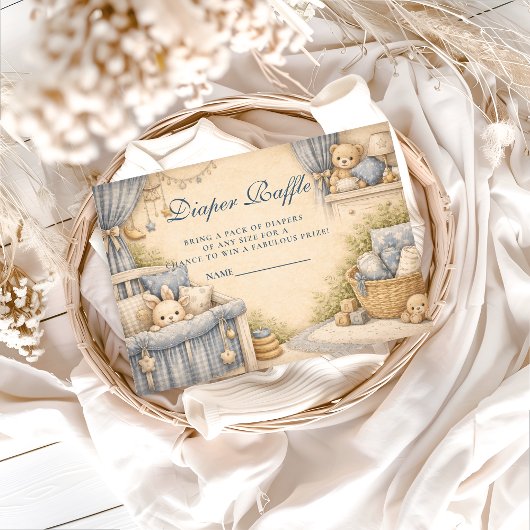 Carte D'accompagnement Vintage Blue Jeans Nursery Diapper Raffle