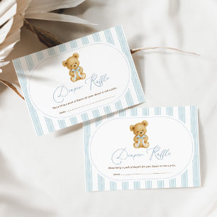 Carte D'accompagnement Vintage Blue Teddy Bear Diaper Raffle Baby Boy