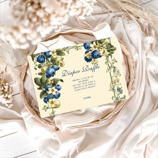 Carte D'accompagnement Vintage Blueberry Botanical Diapper Raffle 