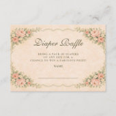 Carte D'accompagnement Vintage Blush Rose Garden Diapper Raffle (Devant)