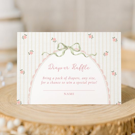 Carte D'accompagnement Vintage Bow Diaper Raffle Enclosure Card