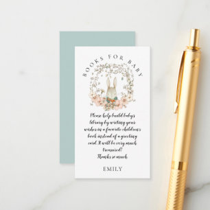Carte D'accompagnement Vintage Bunny Florals Livres pour Baby shower garç