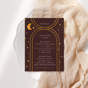 Carte D'accompagnement Vintage Céleste Lune Étoiles Détails du Mariage