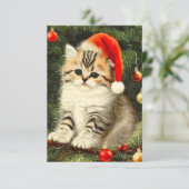 Carte D'accompagnement Vintage Christmas Kitten (Debout devant)