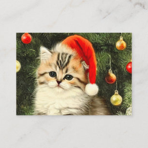 Carte D'accompagnement Vintage Christmas Kitten