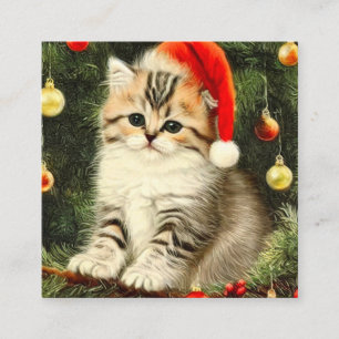 Carte D'accompagnement Vintage Christmas Kitten