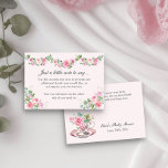 Carte D'accompagnement Vintage Floral Tea Cup Just a Note Baby shower<br><div class="desc">Elégante et charmante carte d'insertion de baby shower à fleurs roses - parfait pour la variété de thèmes y compris le bébé est brassage, rose jardin fleuri et vintage, inspiré par romantique bridgerton regency era. La carte d'encart est intitulée "Juste une petite note à dire... " et décorée avec de...</div>