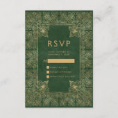 Carte D'accompagnement Vintage Frame Green Gold Wedding RSVP (Devant)