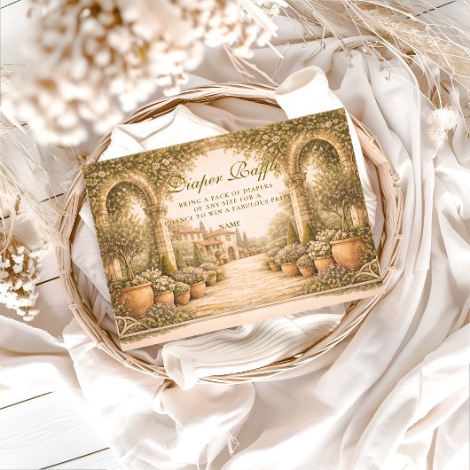 Carte D'accompagnement Vintage Garden Florals Diapper Raffle 