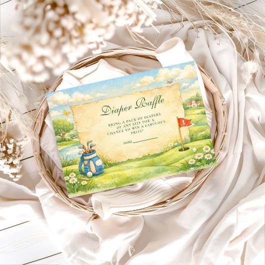 Carte D'accompagnement Vintage Golf Storybook Diapper Raffle