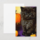 Carte D'accompagnement Vintage Halloween Kitten (Devant / Derrière)