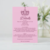 Carte D'accompagnement Vintage Hand Drawn Chandelier Wedding Details (Debout devant)