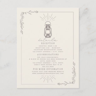 Carte D'accompagnement Vintage Lanterne Améthyste Détails du Mariage Info