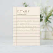 Carte D'accompagnement Vintage Library Checkout Neutral Wedding Details (Debout devant)