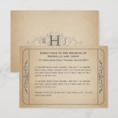 Carte D'accompagnement Vintage Mariage Billet Directions de conduite (Devant / Derrière)