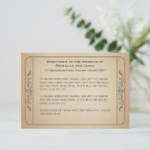 Carte D'accompagnement Vintage Mariage Billet Directions de conduite (Debout devant)