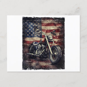 Carte D'accompagnement Vintage Motorcycle USA Drapeau Retro Biker América