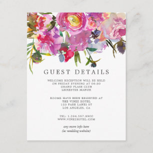 Carte D'accompagnement Vintage Pink Peonies Mariage Détails du client