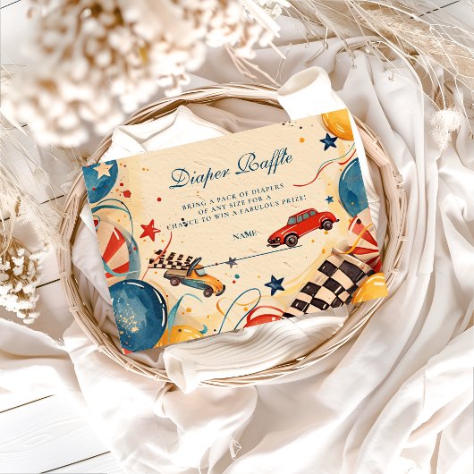 Carte D'accompagnement Vintage Race Car Diapper Raffle