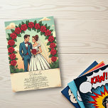 Carte D'accompagnement Vintage Retro Romantic Couple Comic Floral Mariage<br><div class="desc">Cette élégante carte de boîtier mariage de style bande dessinée est parfaite pour un mariage moderne. Le design rétro présente une illustration vintage de mariée et de mariée et une calligraphie noire sur un arrière - plan à thème de bande dessinée.</div>