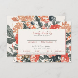 Carte D'accompagnement Vintage Romantique Cottagecore Floral Mariage RSVP