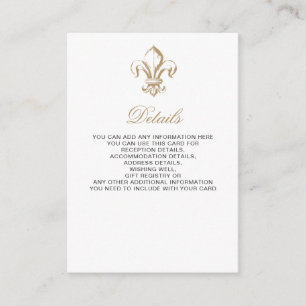 Carte D'accompagnement Vintage Royal Gold Fleur de Lis Mariage