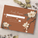 Carte D'accompagnement Vintage Rustic Magnolia Terracotta Mariage RSVP<br><div class="desc">RSVP dans le style ! Ces cartes RSVP de mariage sont dotées d'une superbe illustration vintage de branche magnolia contre un arrière - plan en terre cuite chaleureux,  parfait pour donner un ton romantique et rustique à votre grand jour. Commandez maintenant et laissez vos invités sentir l'amour!</div>
