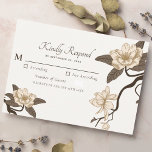 Carte D'accompagnement Vintage Rustic Magnolia Wedding RSVP<br><div class="desc">RSVP dans le style ! Ces cartes RSVP de mariage sont dotées d'une superbe illustration vintage de branche magnolia contre un arrière - plan blanc crémeux,  parfait pour donner un ton romantique et rustique à votre grand jour. Commandez maintenant et laissez vos invités sentir l'amour!</div>