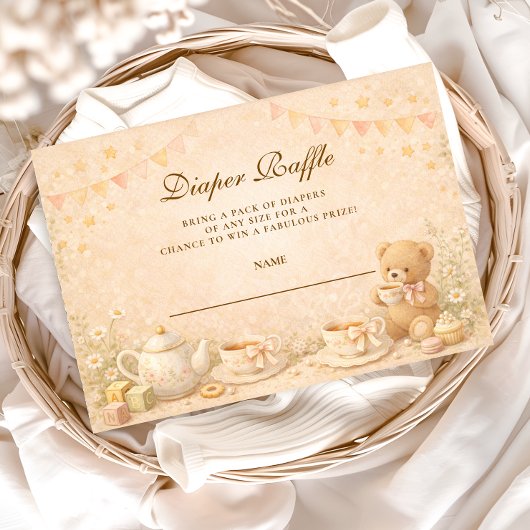 Carte D'accompagnement Vintage Tea Afternoon Diapper Raffle